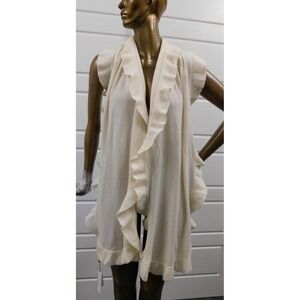 Captiva Cashmere Brand Long Ruffle Cashmere Wrap Women's Ivory $290rt  O/S